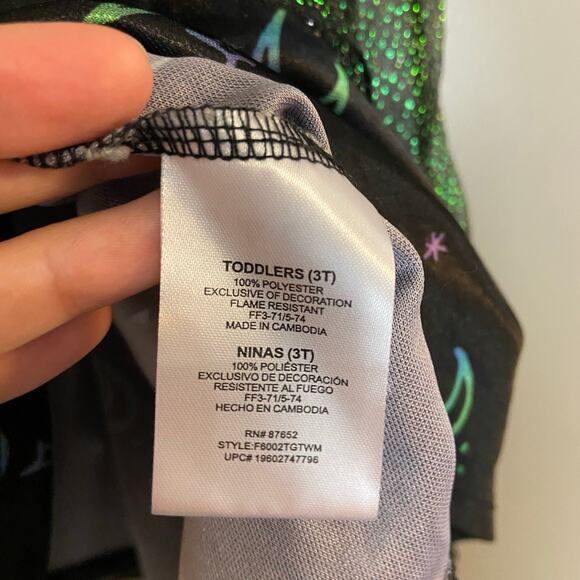 Wicked's Elphaba Toddler Girls 3T Black Green Tulle Fantasy Night Gown - Picture 8 of 10